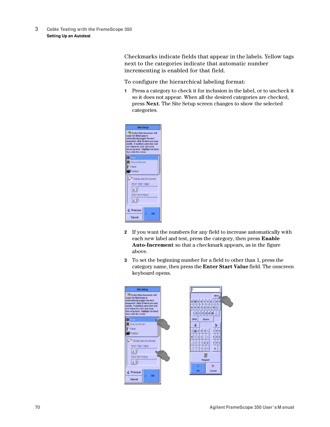 Agilent Technologies N2610A user manual Cable Testing with the FrameScope 