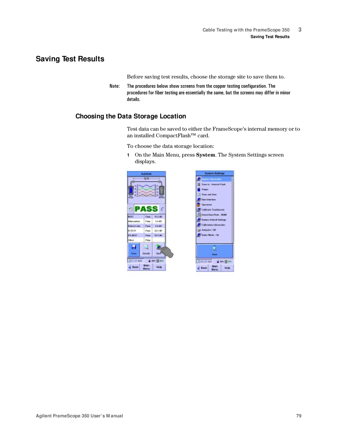 Agilent Technologies N2610A user manual Saving Test Results, Choosing the Data Storage Location 