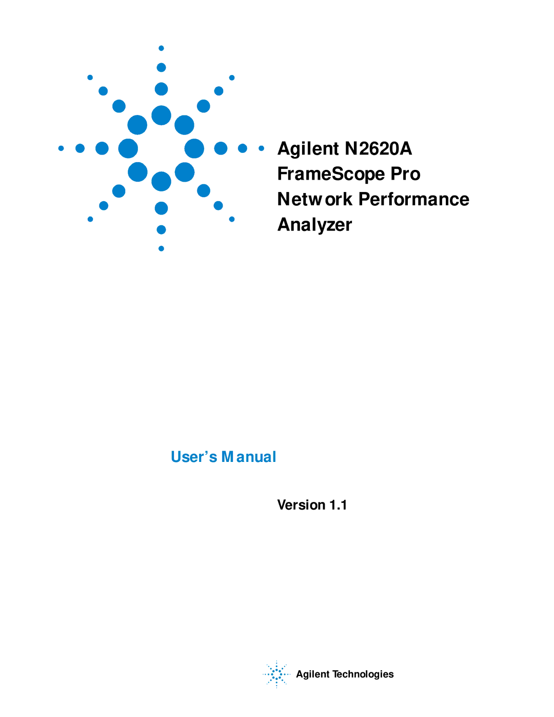 Agilent Technologies user manual Agilent N2620A FrameScope Pro Network Performance Analyzer 