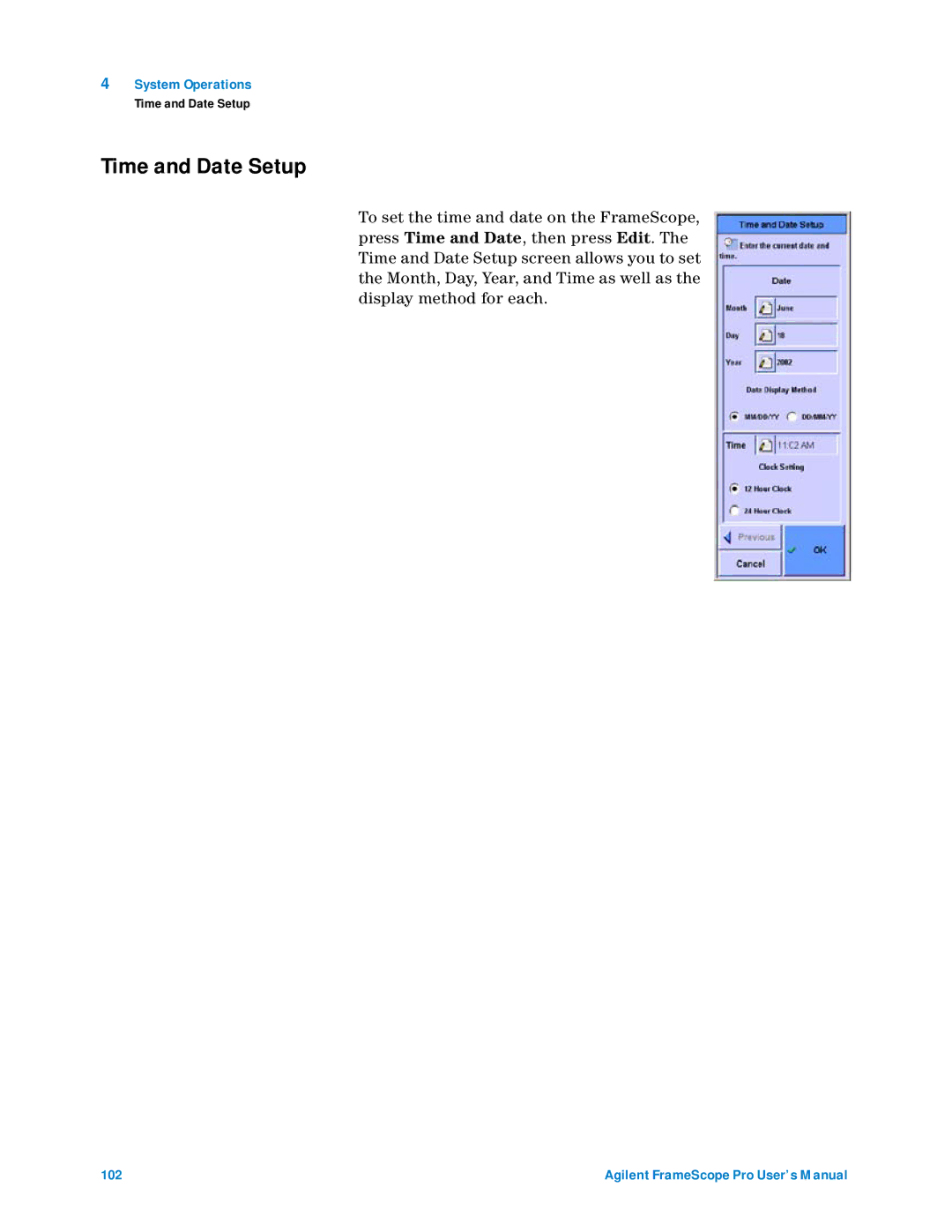 Agilent Technologies N2620A user manual Time and Date Setup 