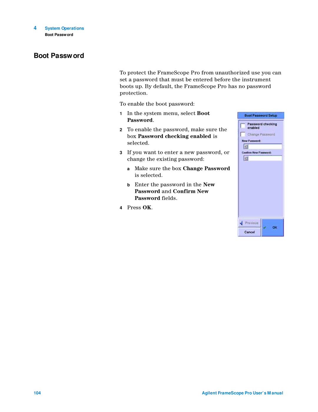 Agilent Technologies N2620A user manual Boot Password 