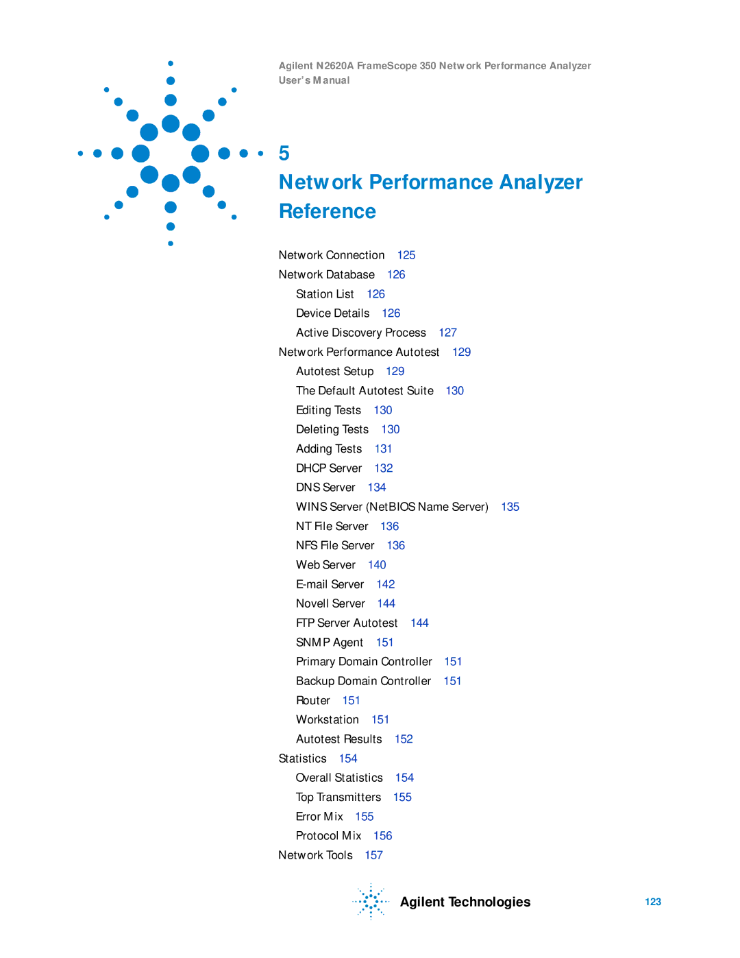 Agilent Technologies N2620A user manual Network Performance Analyzer Reference 