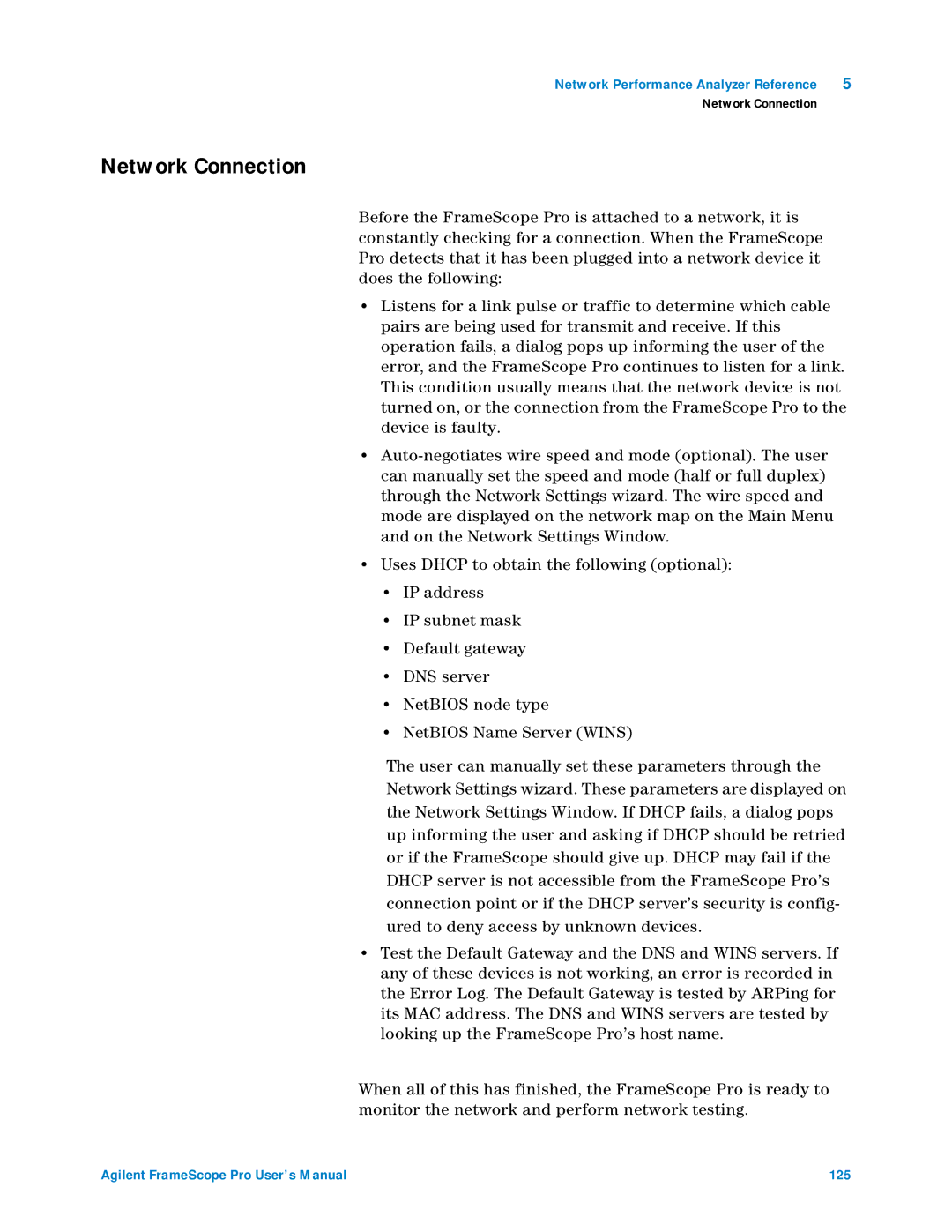 Agilent Technologies N2620A user manual Network Connection 