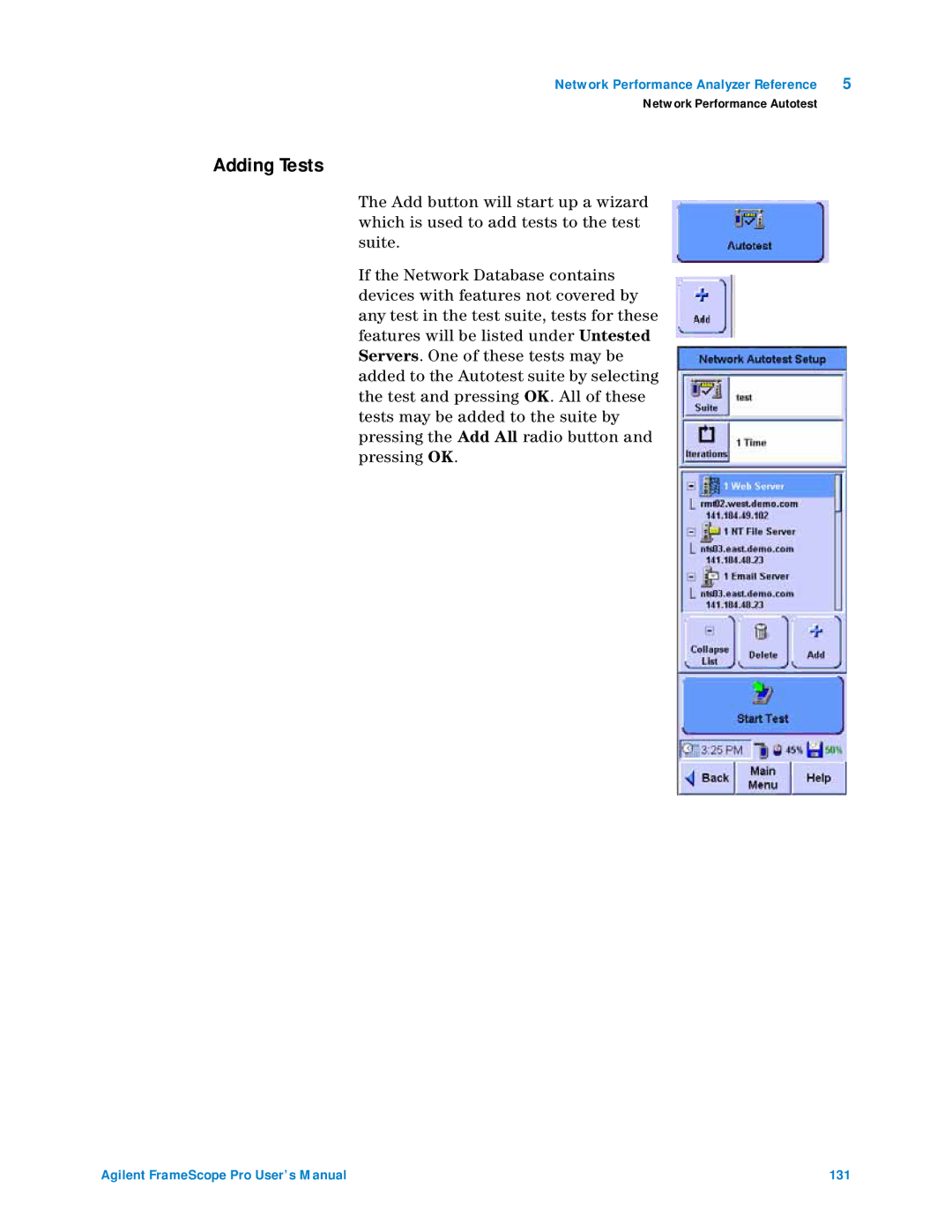 Agilent Technologies N2620A user manual Adding Tests 