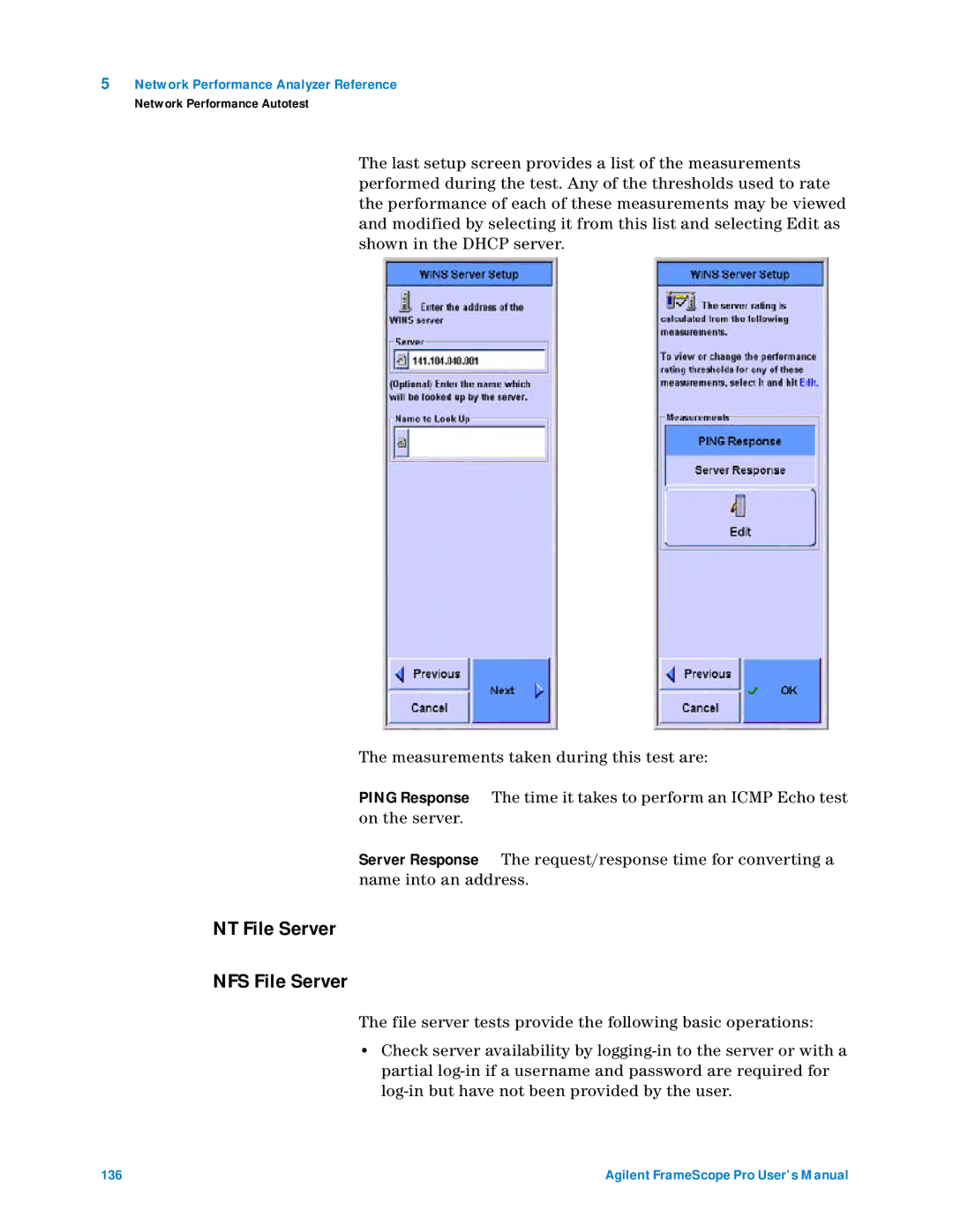 Agilent Technologies N2620A user manual NT File Server NFS File Server 