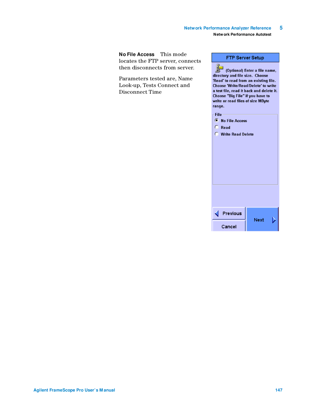 Agilent Technologies N2620A user manual Agilent FrameScope Pro User’s Manual 147 