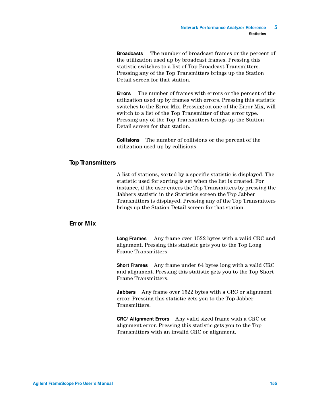 Agilent Technologies N2620A user manual Top Transmitters, Error Mix 