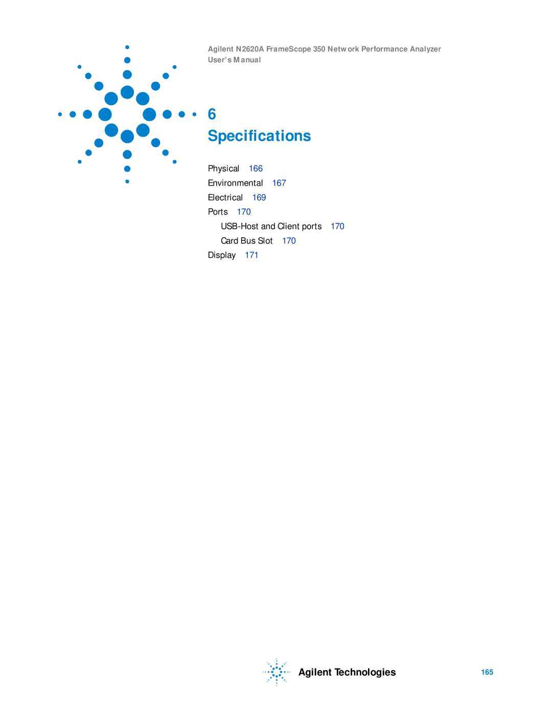 Agilent Technologies N2620A user manual Specifications 