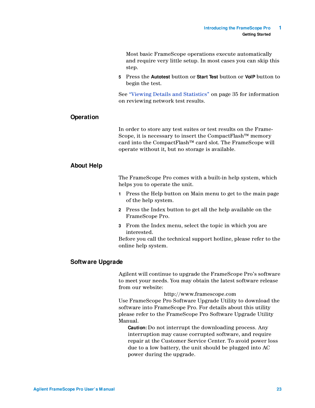 Agilent Technologies N2620A user manual Operation, About Help, Software Upgrade 