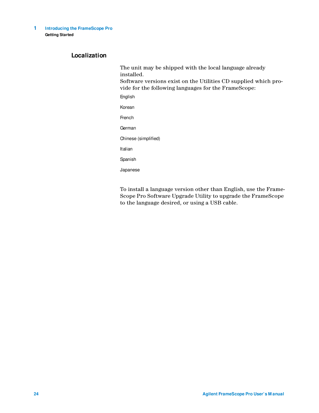 Agilent Technologies N2620A user manual Localization 