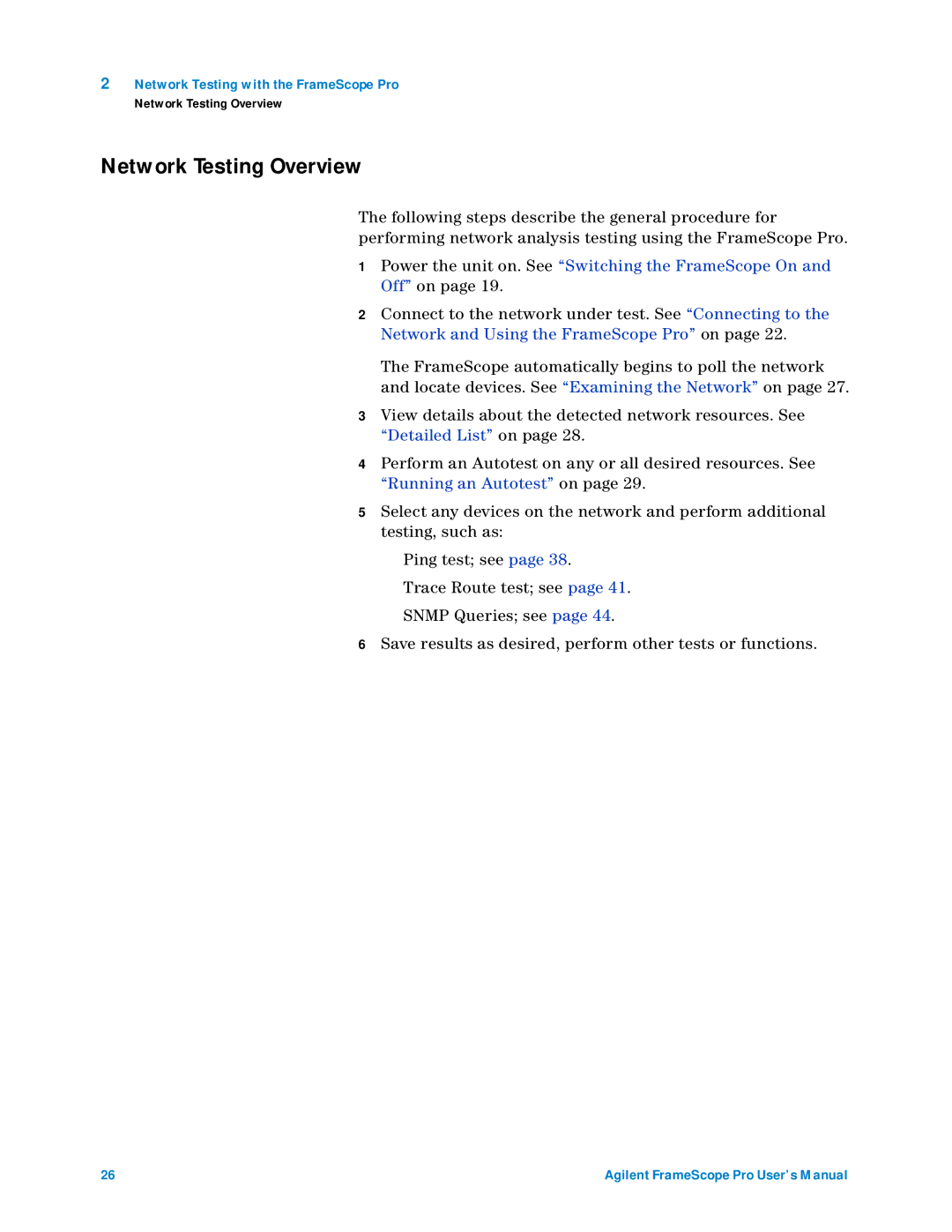 Agilent Technologies N2620A user manual Network Testing Overview 