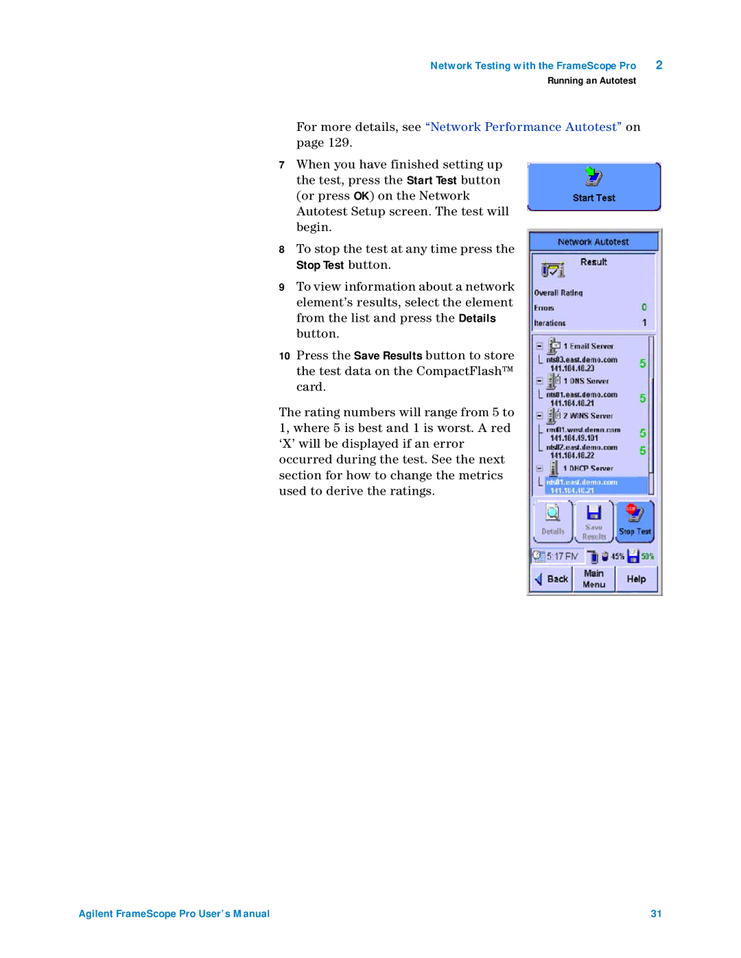 Agilent Technologies N2620A user manual Stop Test button 