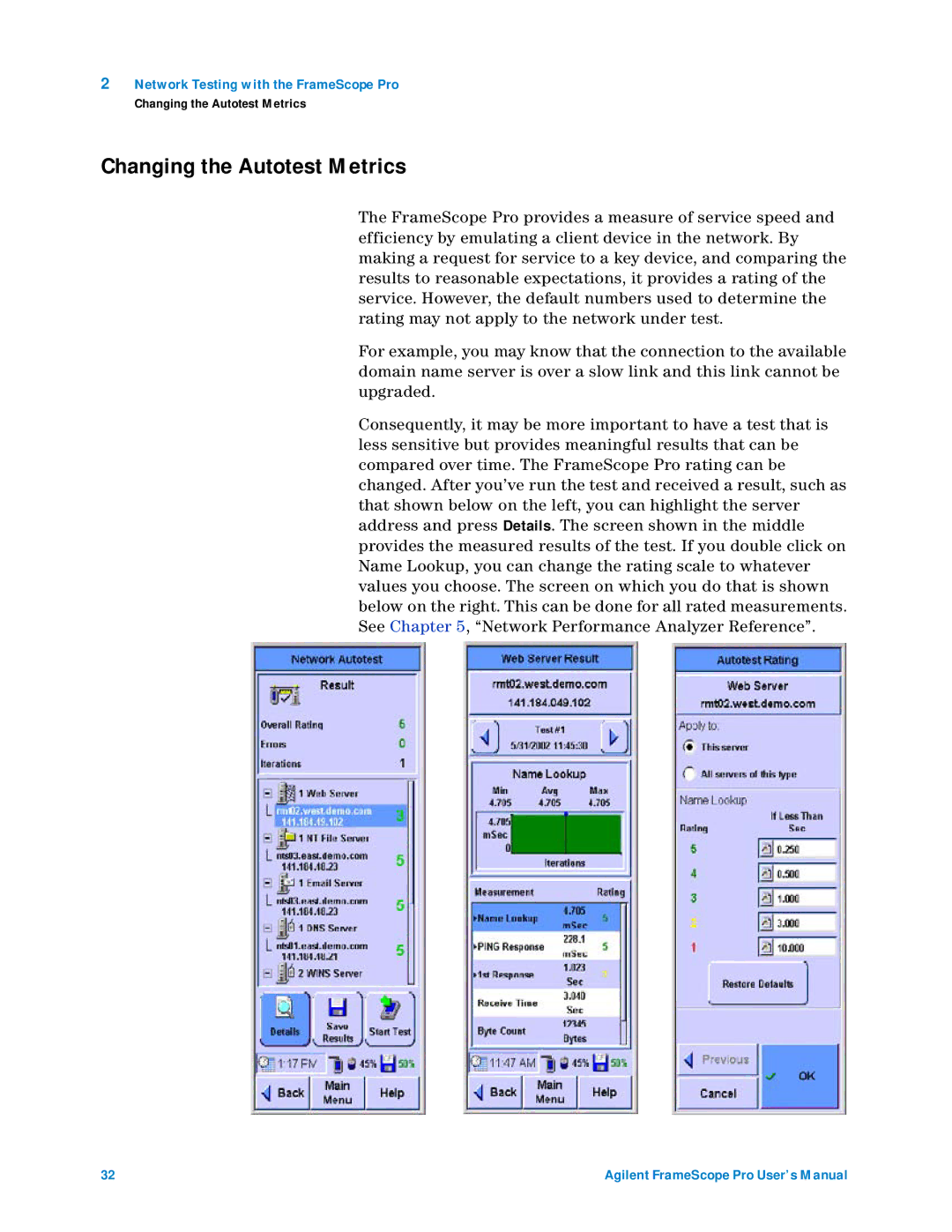 Agilent Technologies N2620A user manual Changing the Autotest Metrics 