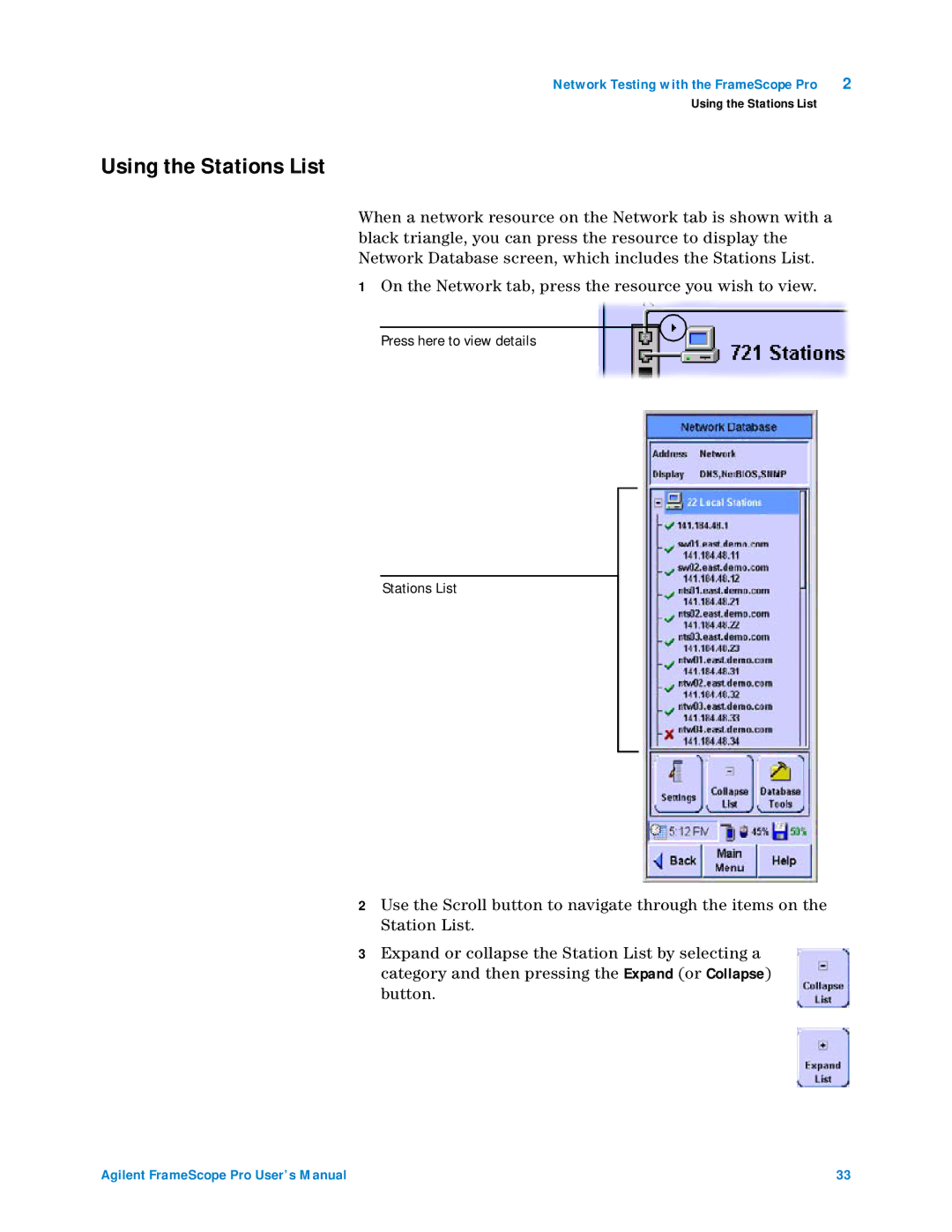 Agilent Technologies N2620A user manual Using the Stations List 