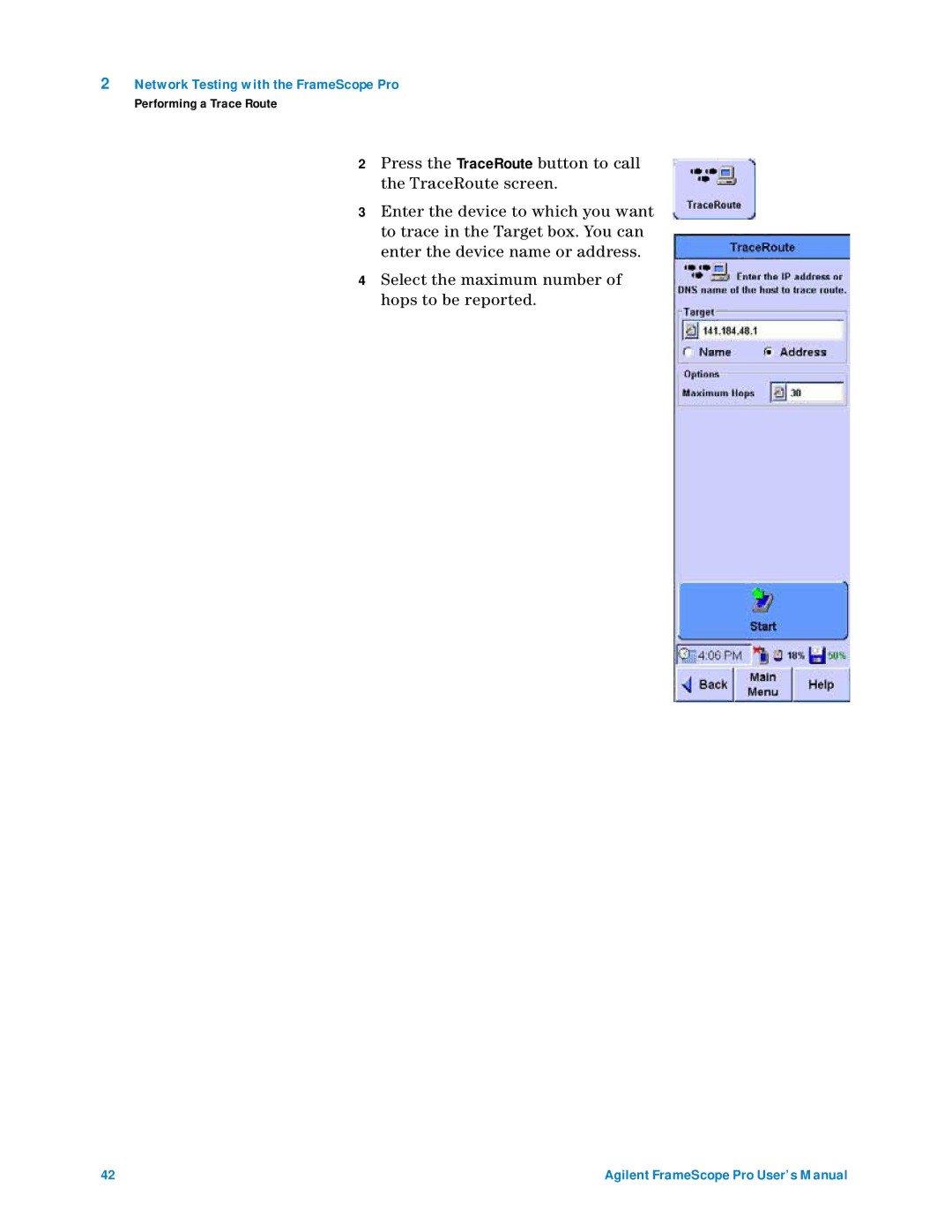 Agilent Technologies N2620A user manual Network Testing with the FrameScope Pro 