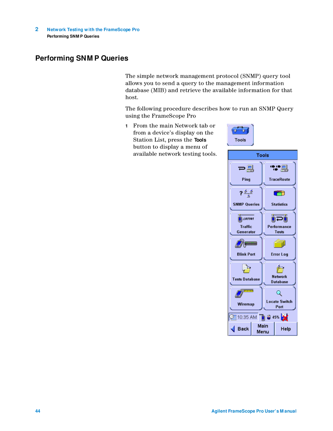 Agilent Technologies N2620A user manual Performing Snmp Queries 