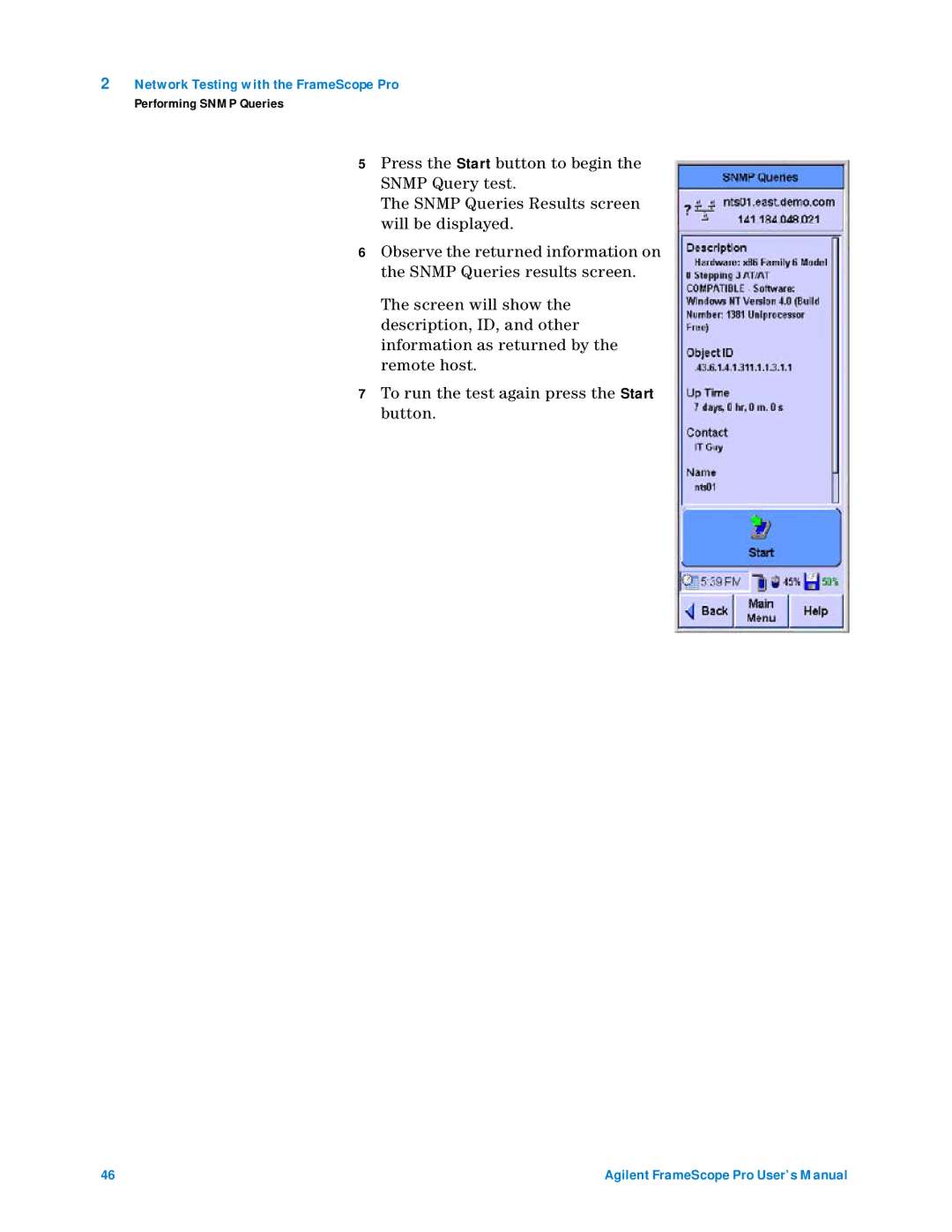 Agilent Technologies N2620A user manual Network Testing with the FrameScope Pro 