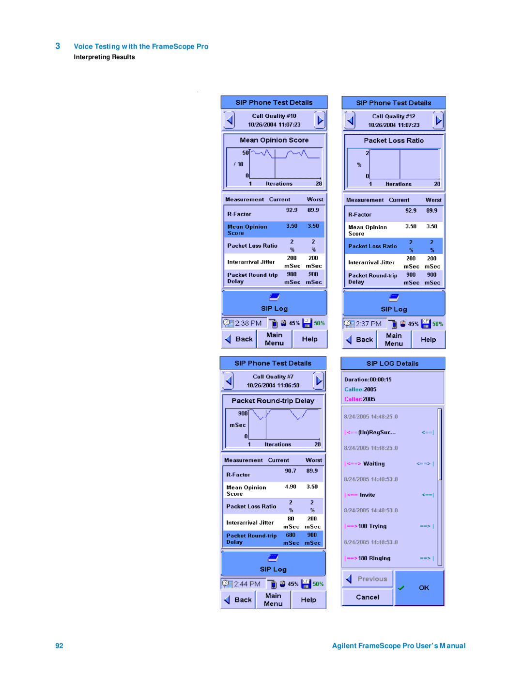 Agilent Technologies N2620A user manual Voice Testing with the FrameScope Pro 