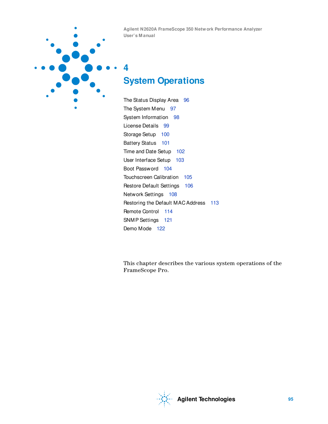 Agilent Technologies N2620A user manual System Operations 