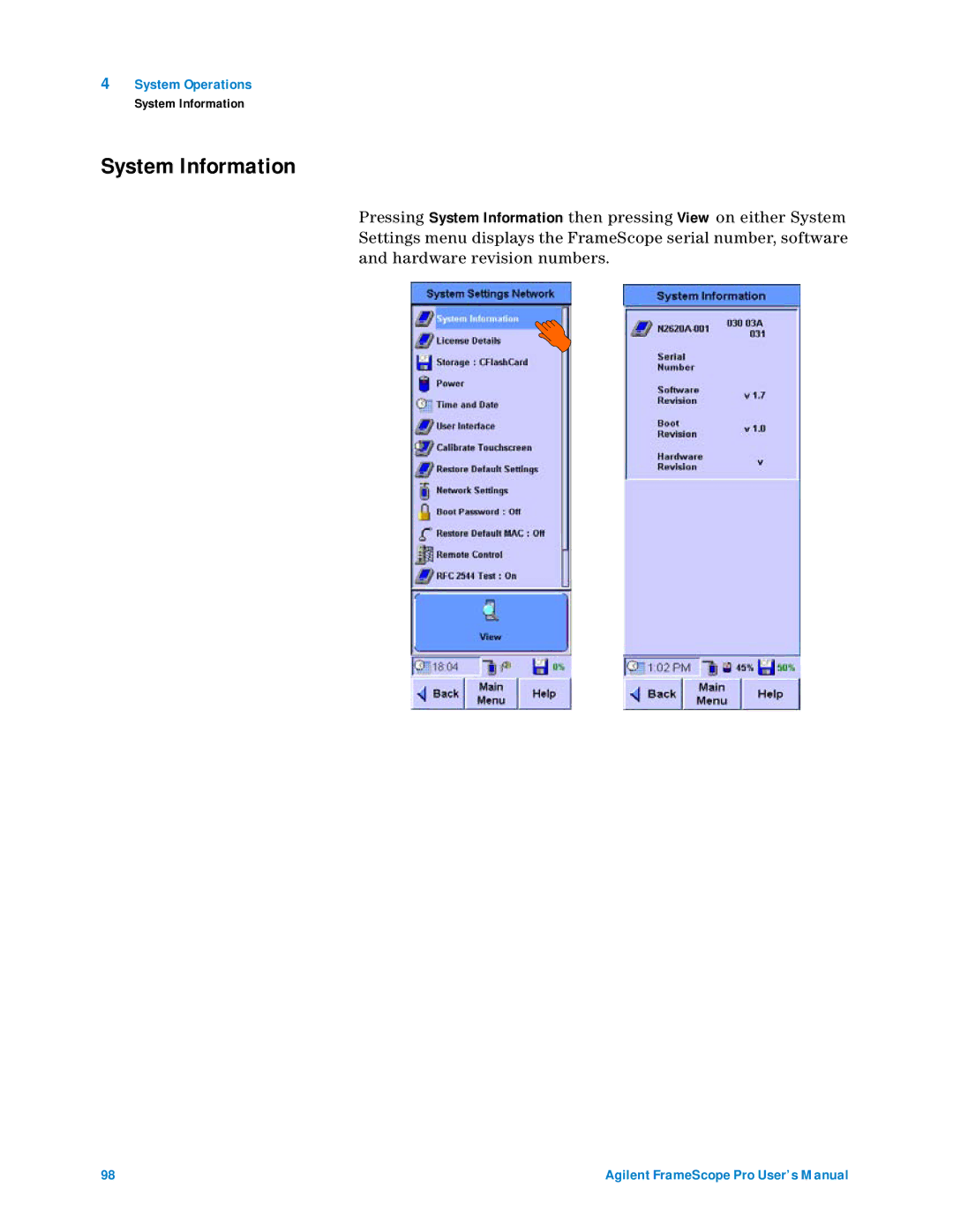 Agilent Technologies N2620A user manual System Information 