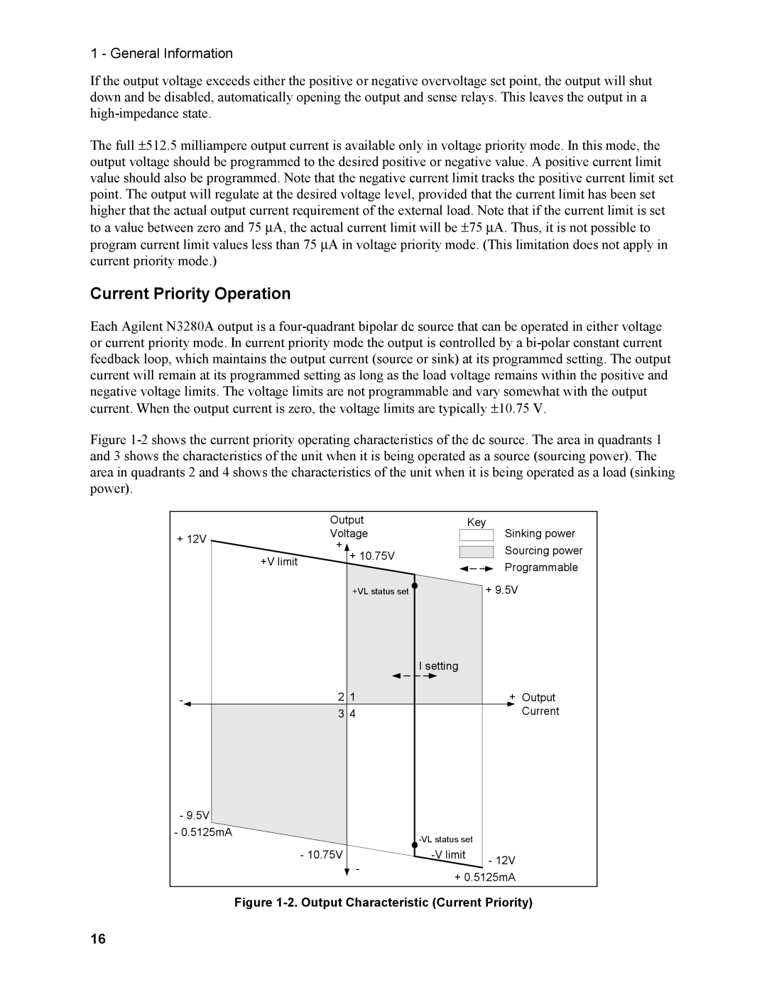 Agilent Technologies N3280A manual Current Priority Operation, Output Characteristic Current Priority 