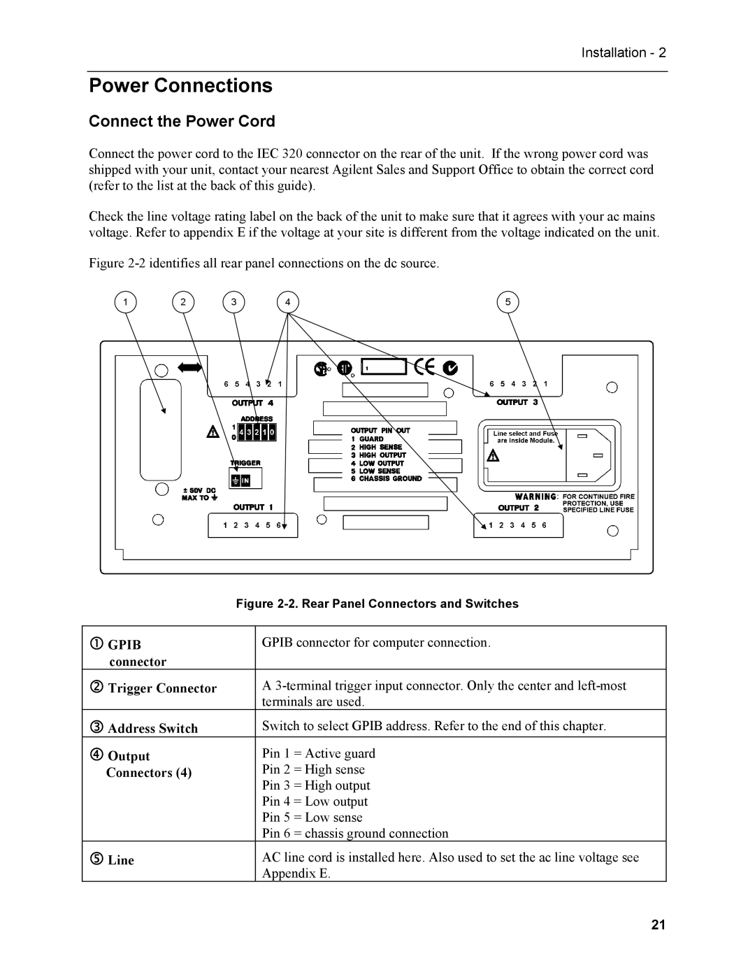 Agilent Technologies N3280A manual Power Connections, Connect the Power Cord 