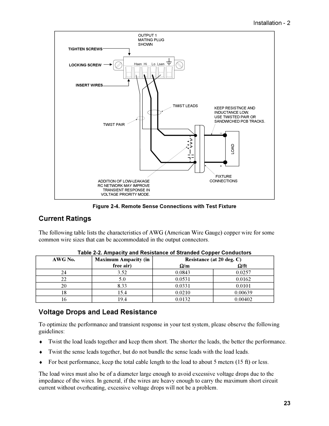 Agilent Technologies N3280A manual Current Ratings, Voltage Drops and Lead Resistance 