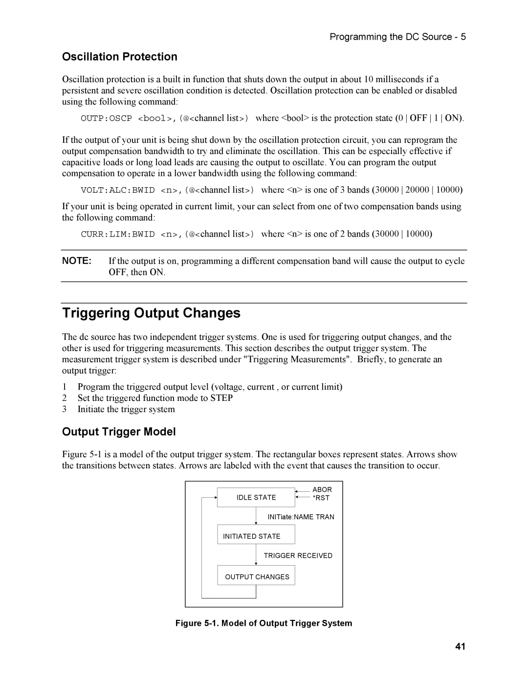 Agilent Technologies N3280A manual Triggering Output Changes, Oscillation Protection, Output Trigger Model 