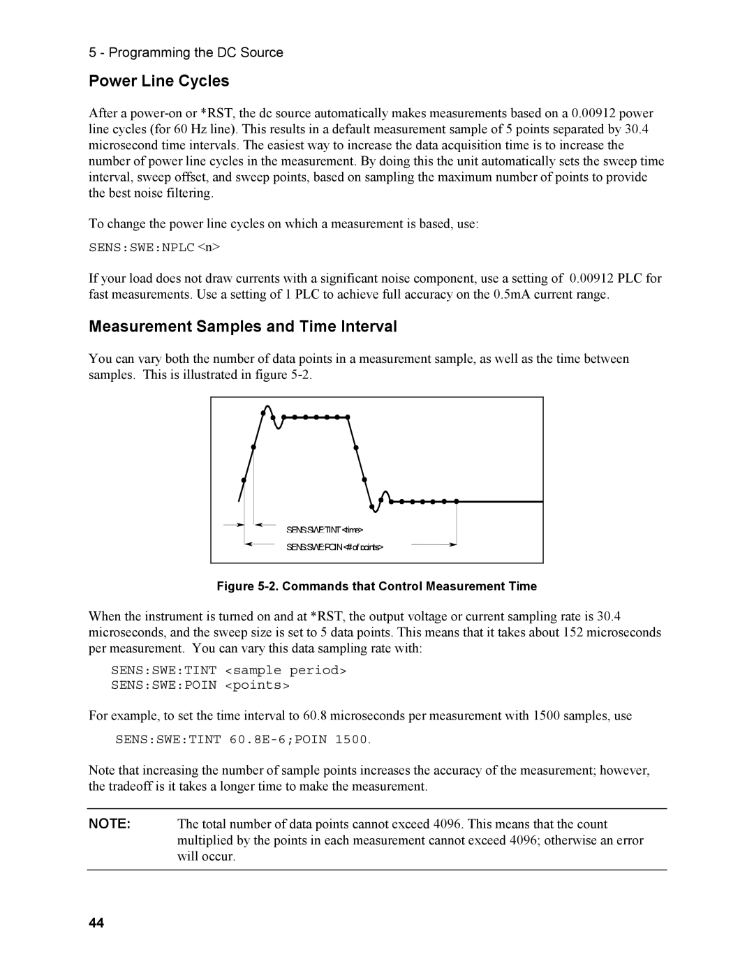 Agilent Technologies N3280A manual Power Line Cycles, Measurement Samples and Time Interval 