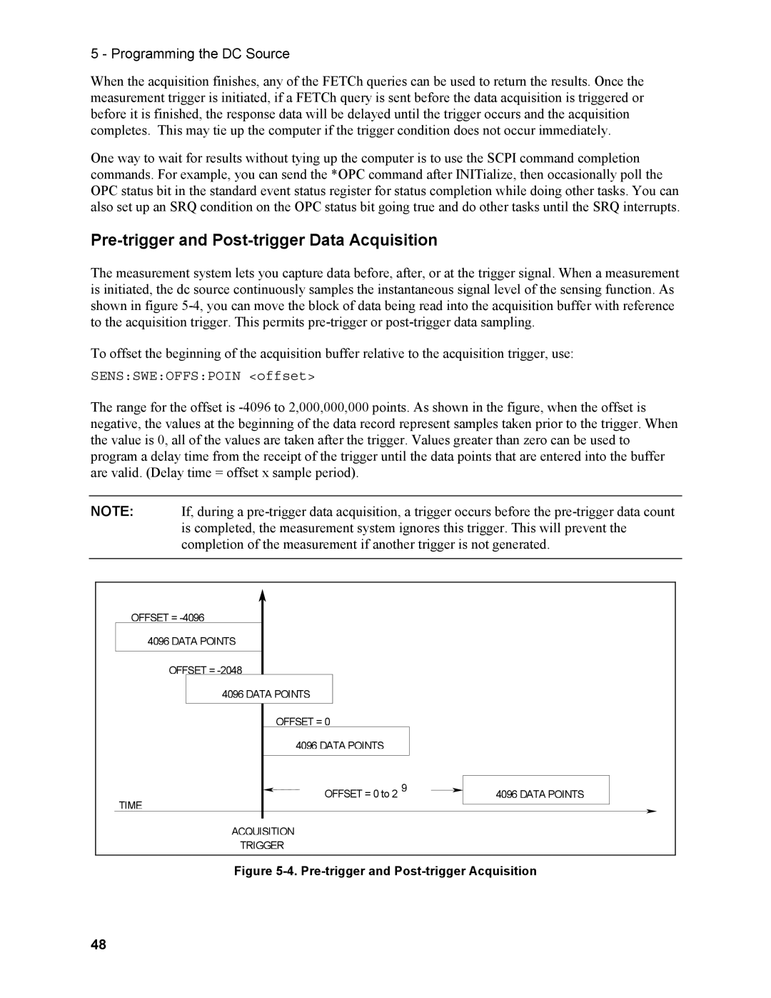 Agilent Technologies N3280A manual Pre-trigger and Post-trigger Data Acquisition, Pre-trigger and Post-trigger Acquisition 