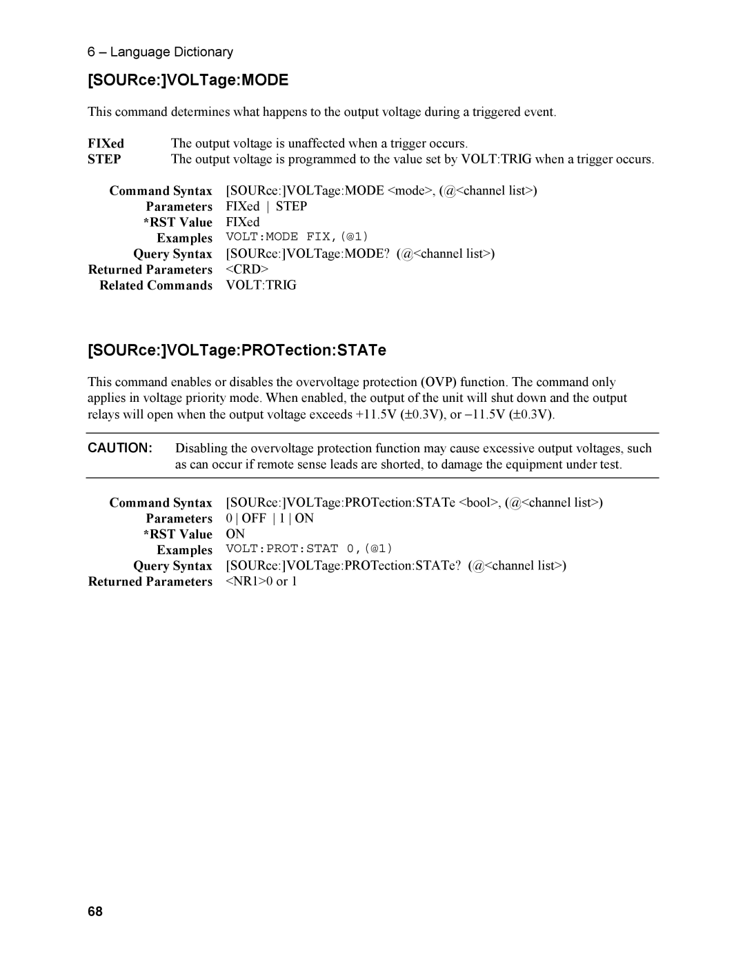 Agilent Technologies N3280A manual SOURceVOLTageMODE, SOURceVOLTagePROTectionSTATe, NR10 or 