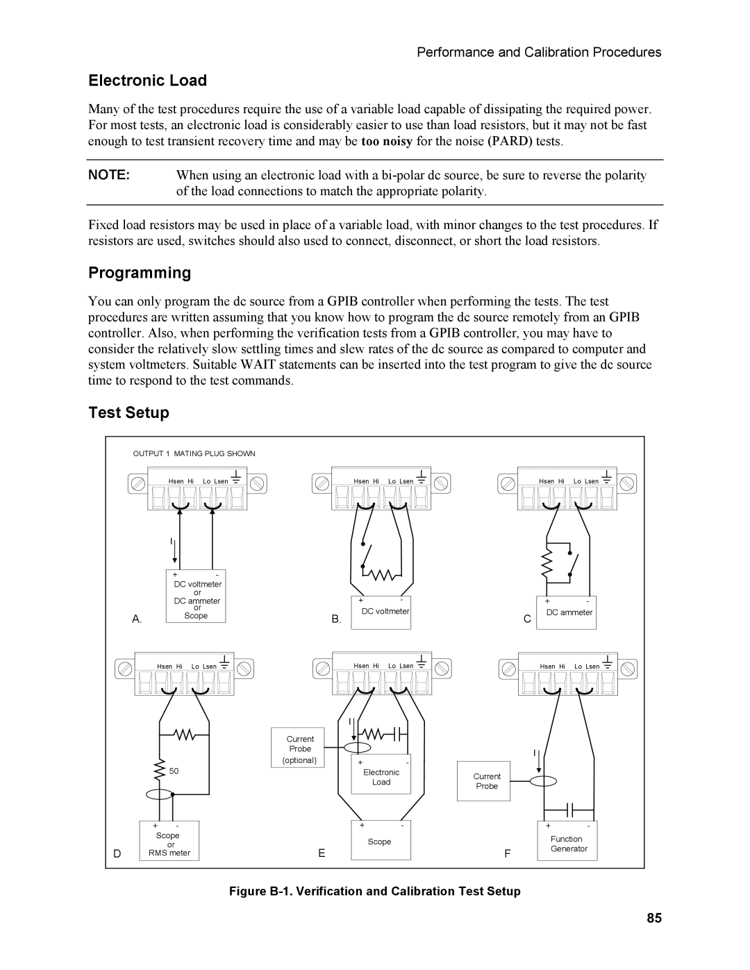 Agilent Technologies N3280A manual Electronic Load, Programming, Test Setup 