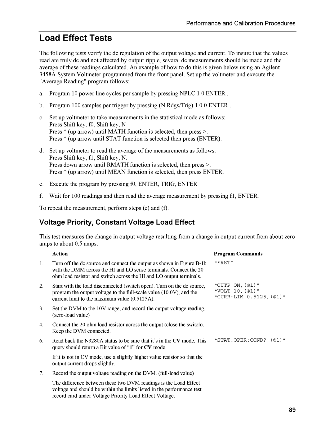 Agilent Technologies N3280A manual Load Effect Tests, Voltage Priority, Constant Voltage Load Effect 