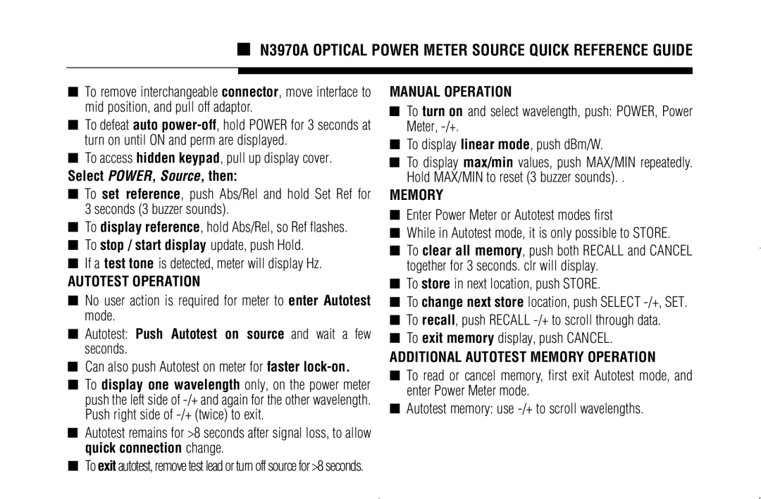 Agilent Technologies N3970A manual Select POWER, Source, then, Autotest Push Autotest on source and wait a few seconds 