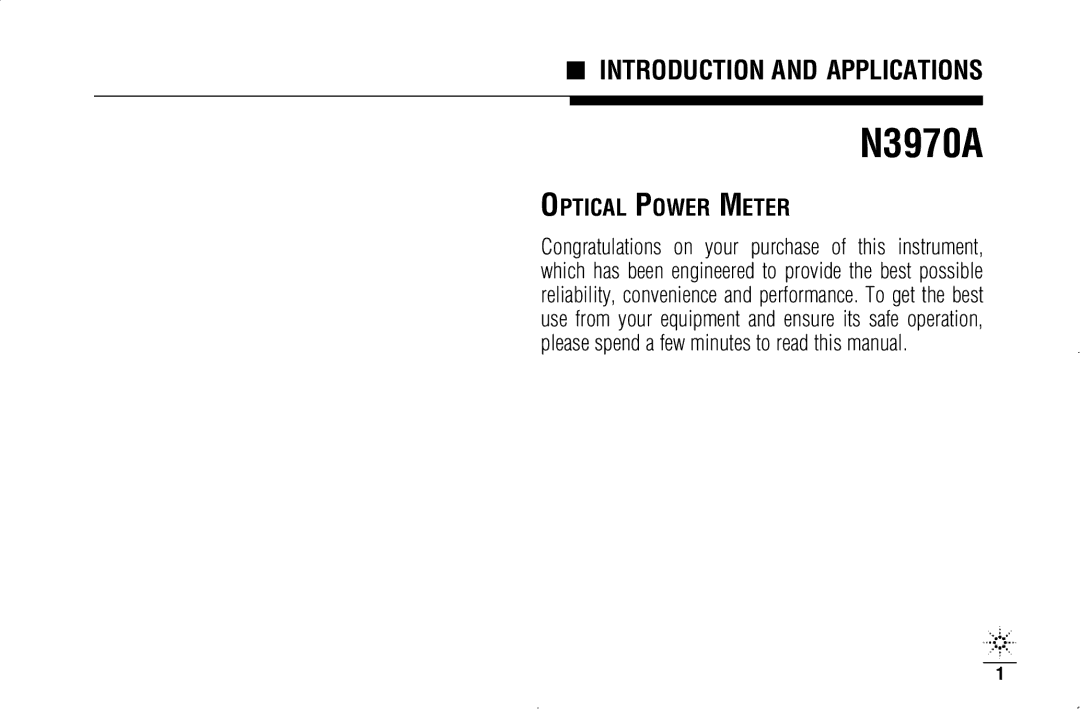 Agilent Technologies N3970A manual Introduction and Applications 