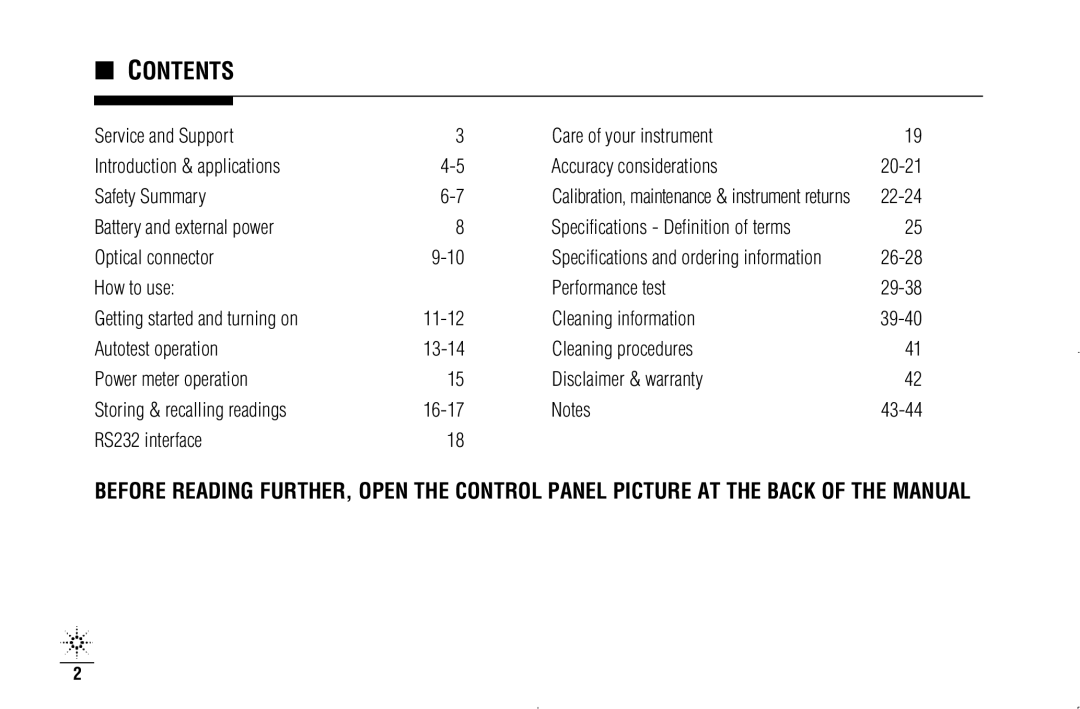 Agilent Technologies N3970A manual Contents 