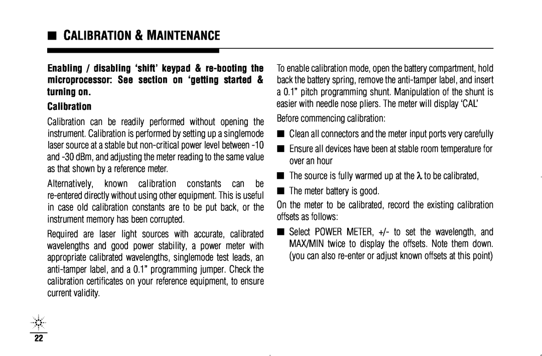 Agilent Technologies N3970A manual Calibration & Maintenance 