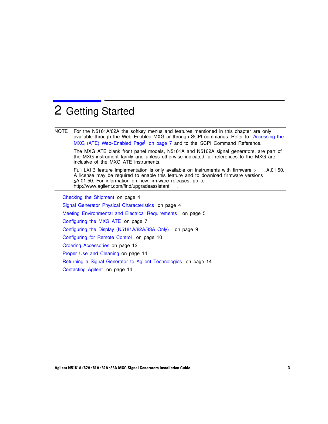 Agilent Technologies 81A, N5161A, 62A, 83A, 82A manual Getting Started 