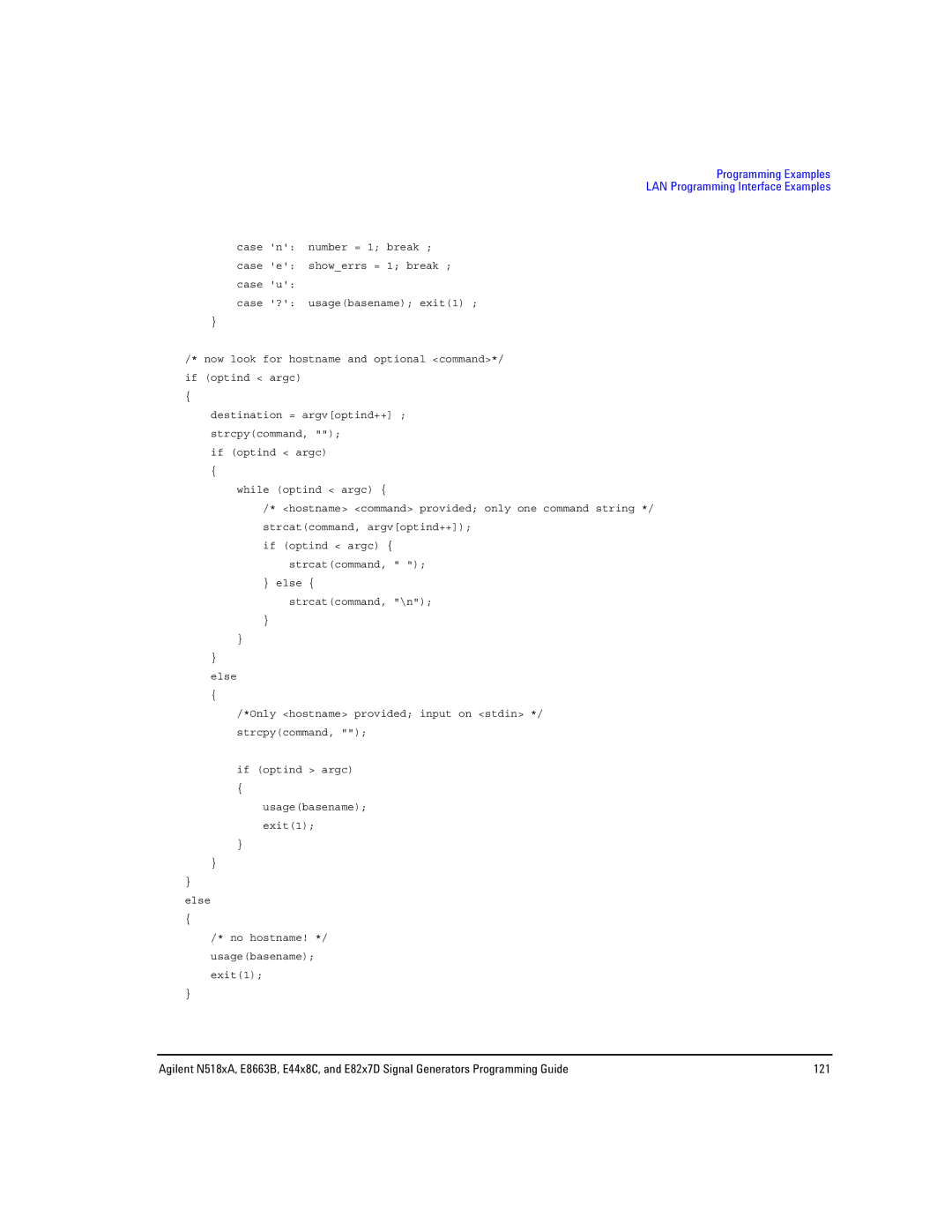 Agilent Technologies E8663B, N5181A/82A, N5183A MXG manual Programming Examples LAN Programming Interface Examples 