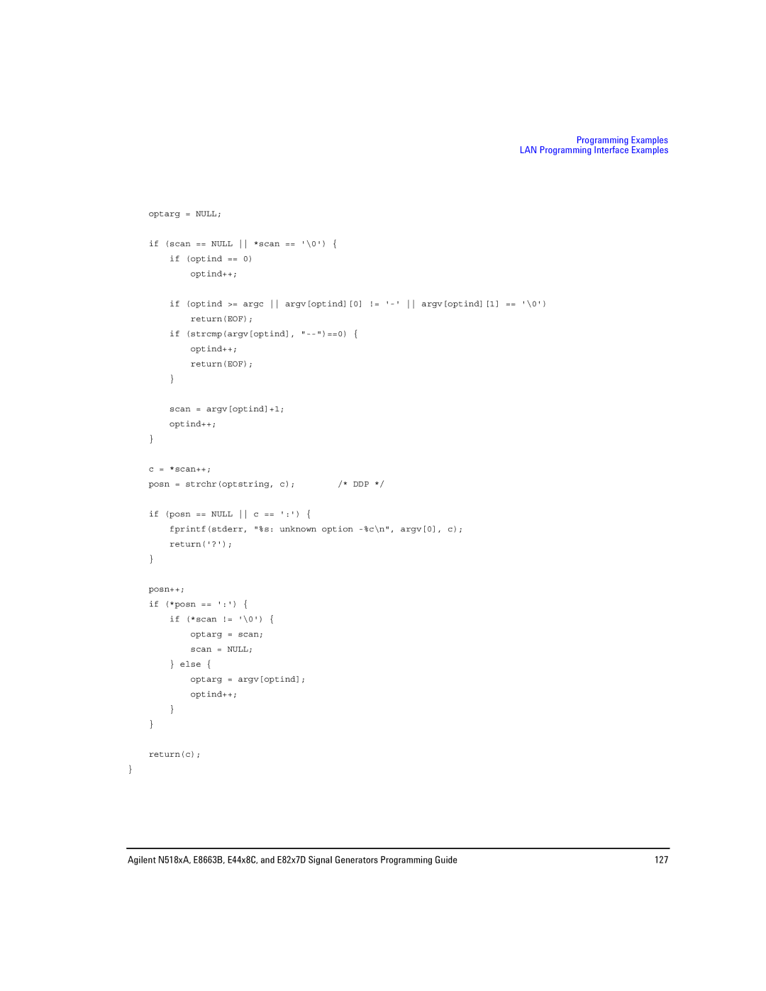 Agilent Technologies N5181A/82A, N5183A MXG, E8663B manual Programming Examples LAN Programming Interface Examples 