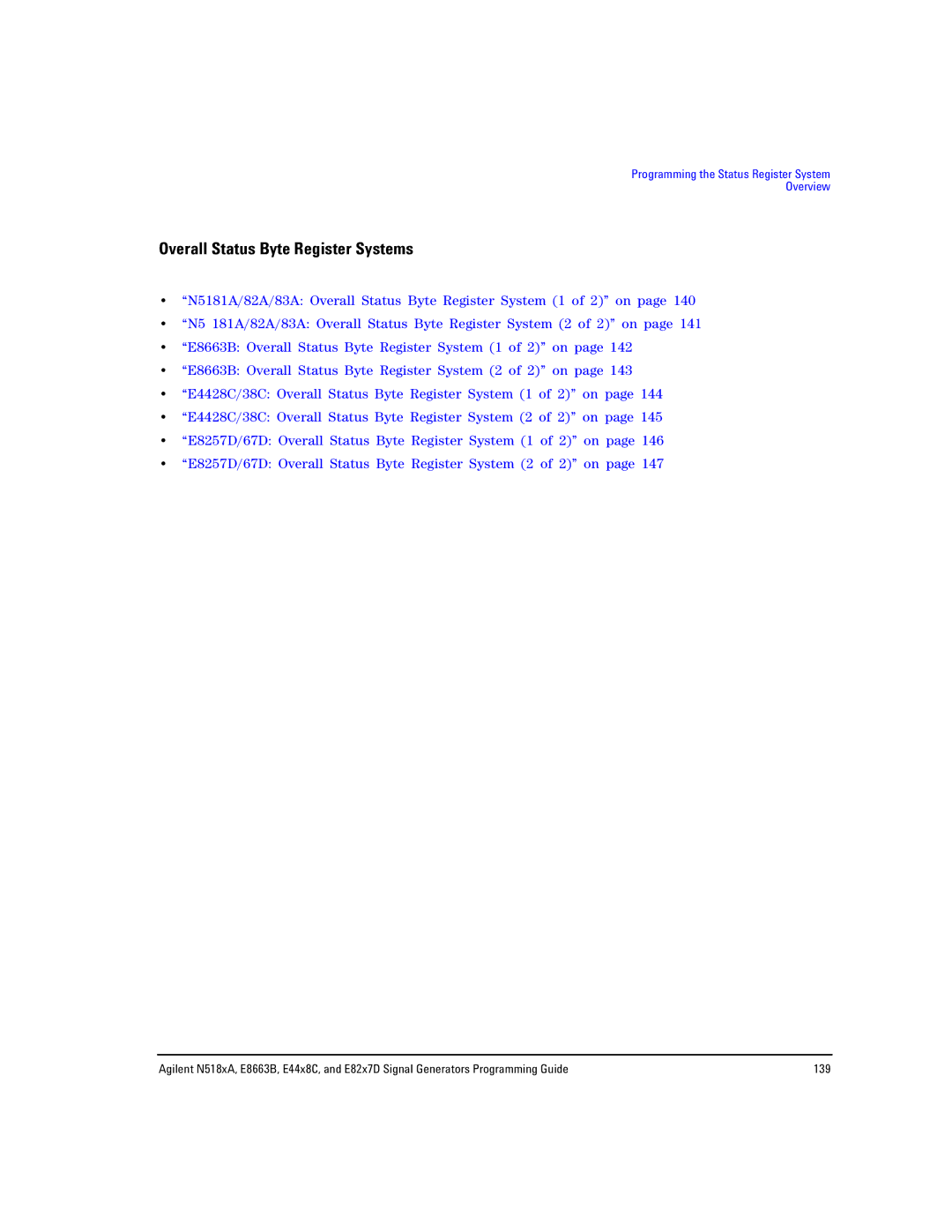 Agilent Technologies N5181A/82A, N5183A MXG, E8663B manual Overall Status Byte Register Systems 