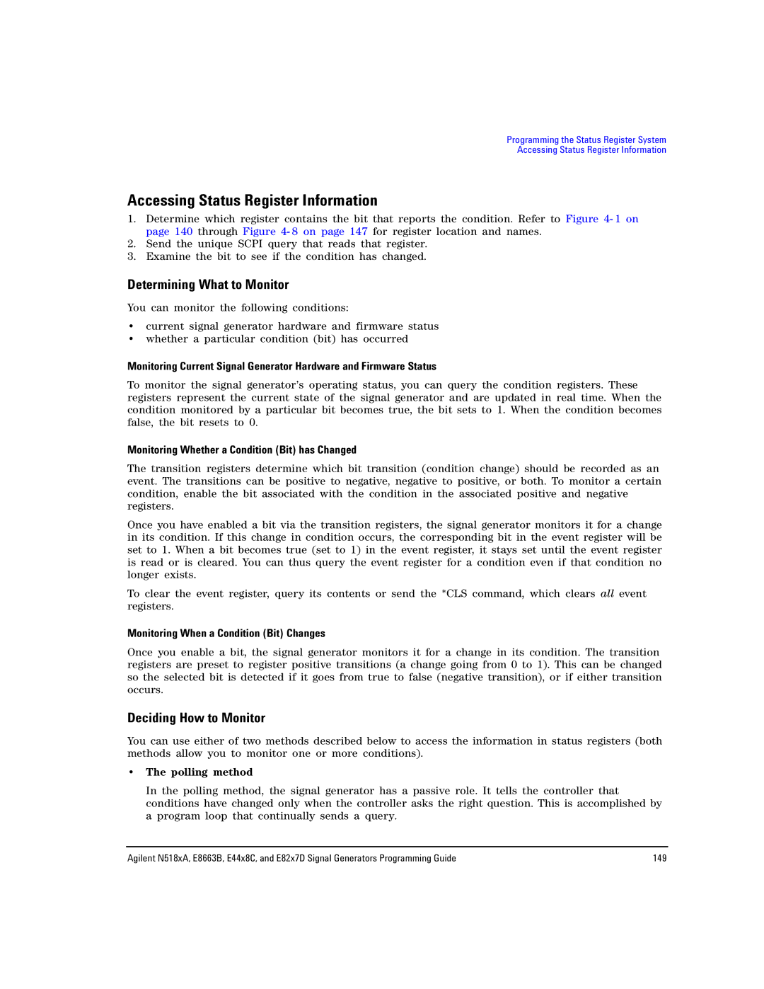 Agilent Technologies E8663B Accessing Status Register Information, Determining What to Monitor, Deciding How to Monitor 