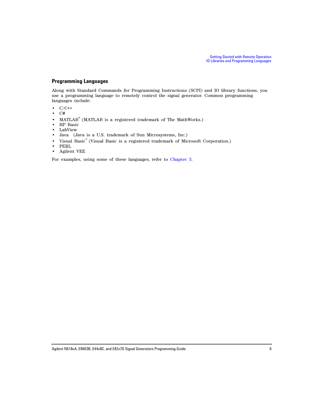 Agilent Technologies E8663B, N5181A/82A, N5183A MXG manual Programming Languages, Perl 