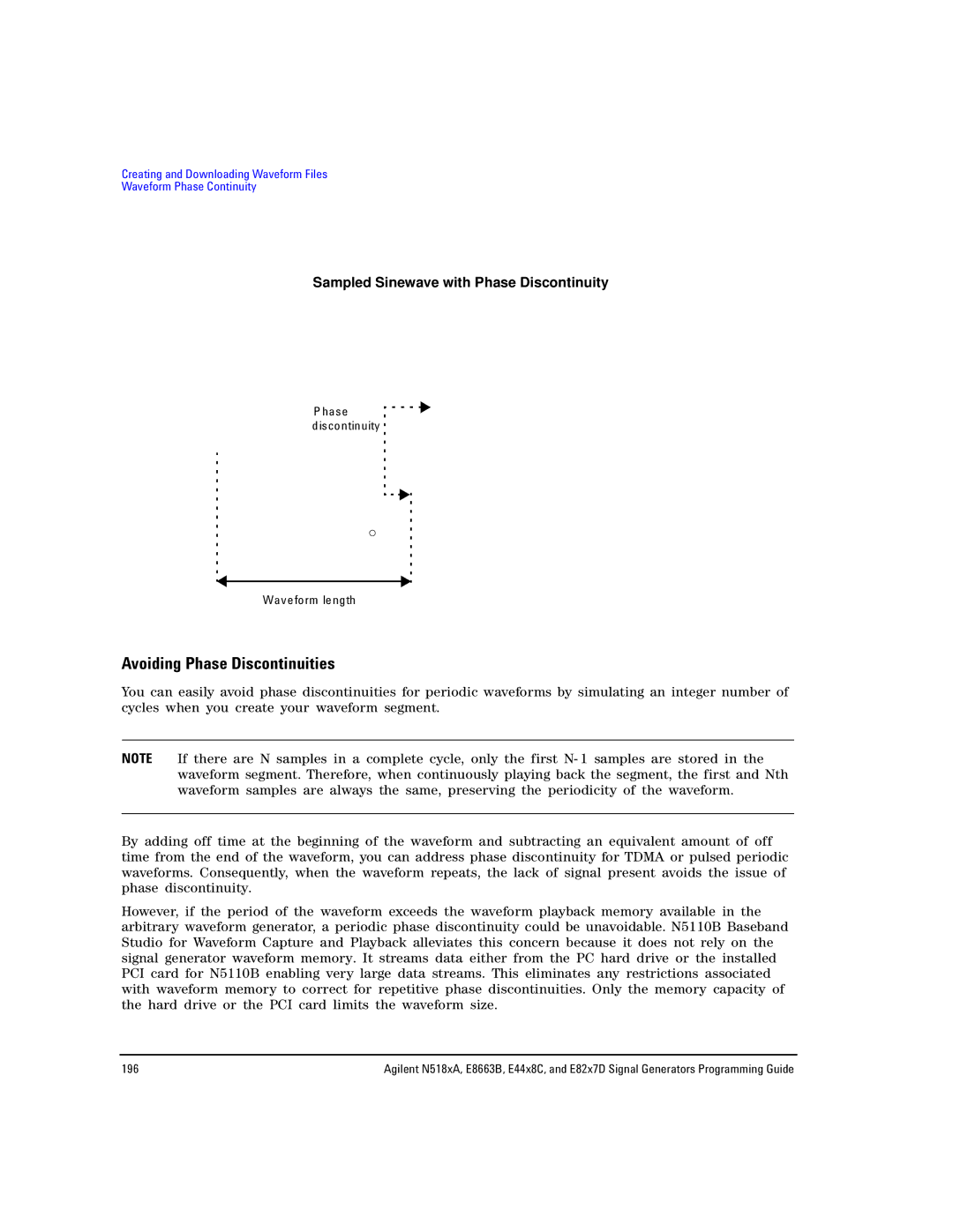 Agilent Technologies N5183A MXG, N5181A/82A, E8663B manual Avoiding Phase Discontinuities 