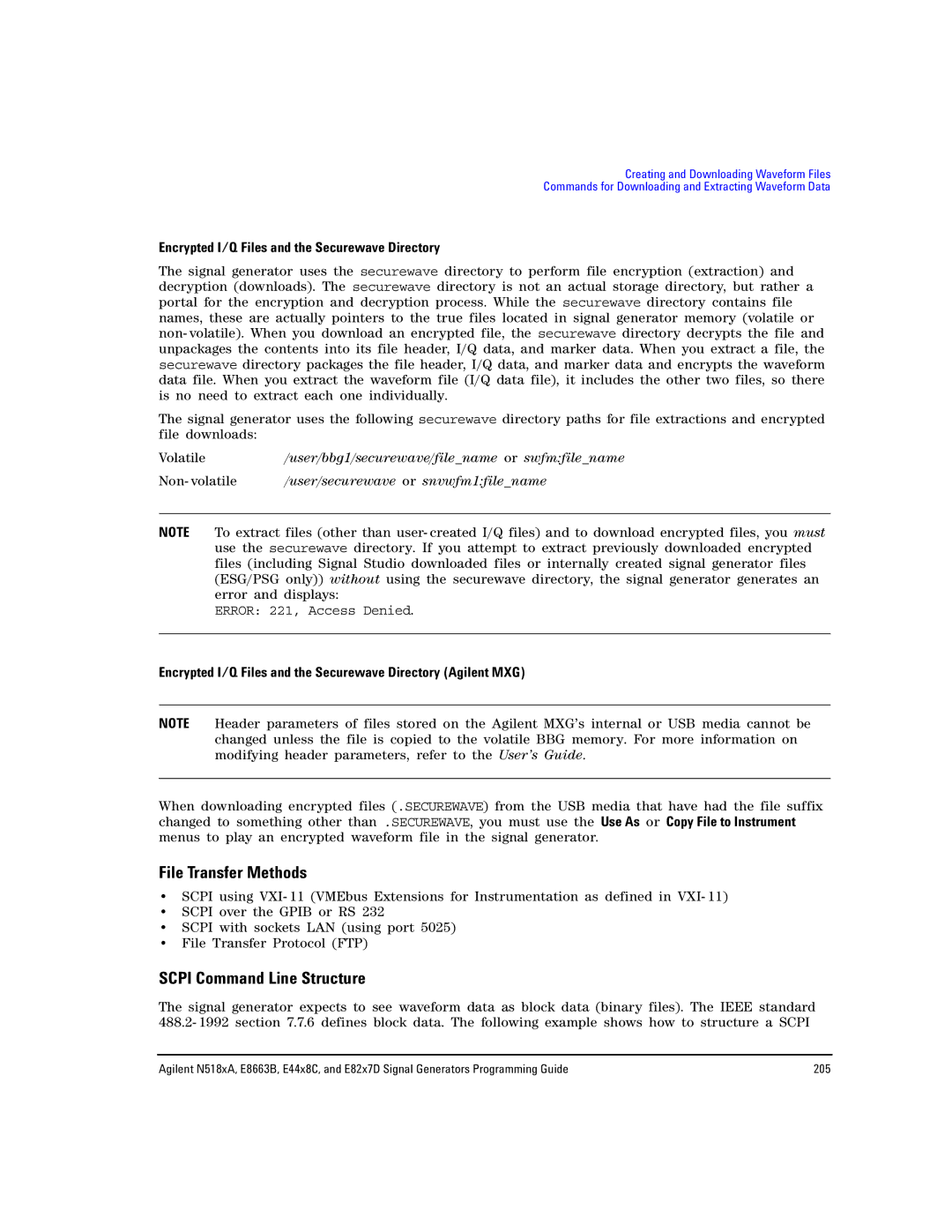 Agilent Technologies E8663B, N5181A/82A, N5183A MXG manual File Transfer Methods, Scpi Command Line Structure 