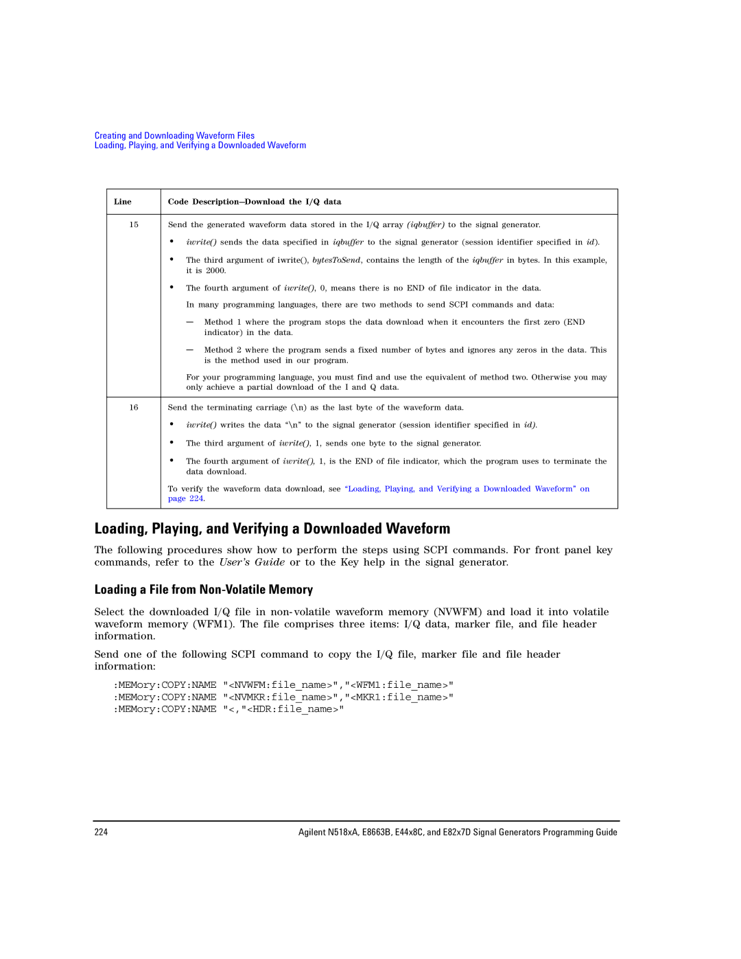 Agilent Technologies N5183A MXG, N5181A/82A, E8663B manual Loading, Playing, and Verifying a Downloaded Waveform 