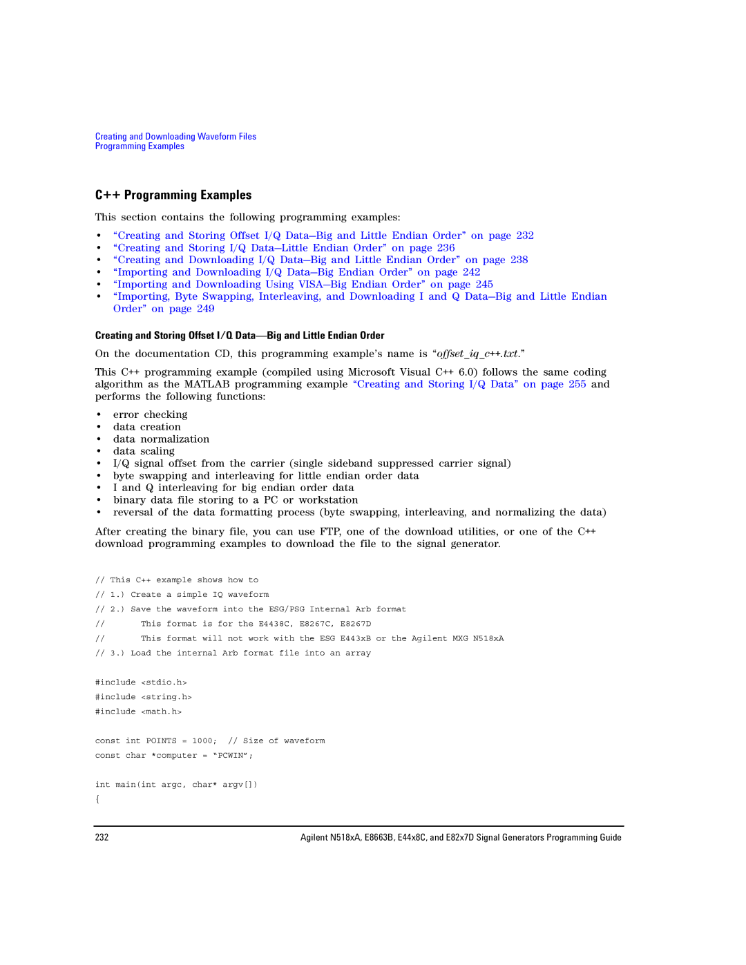 Agilent Technologies N5183A MXG, N5181A/82A, E8663B manual ++ Programming Examples 