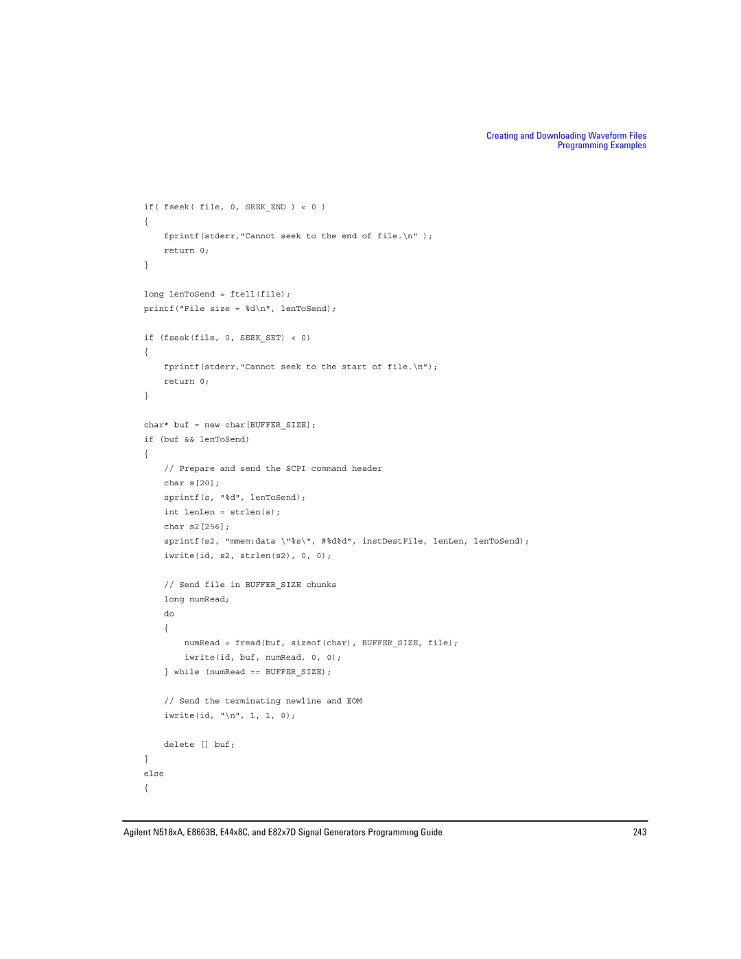 Agilent Technologies N5181A/82A, N5183A MXG, E8663B manual Creating and Downloading Waveform Files Programming Examples 