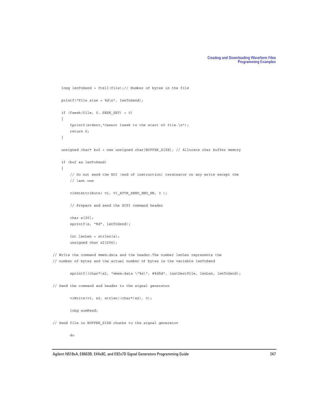 Agilent Technologies N5181A/82A, N5183A MXG, E8663B manual Creating and Downloading Waveform Files Programming Examples 