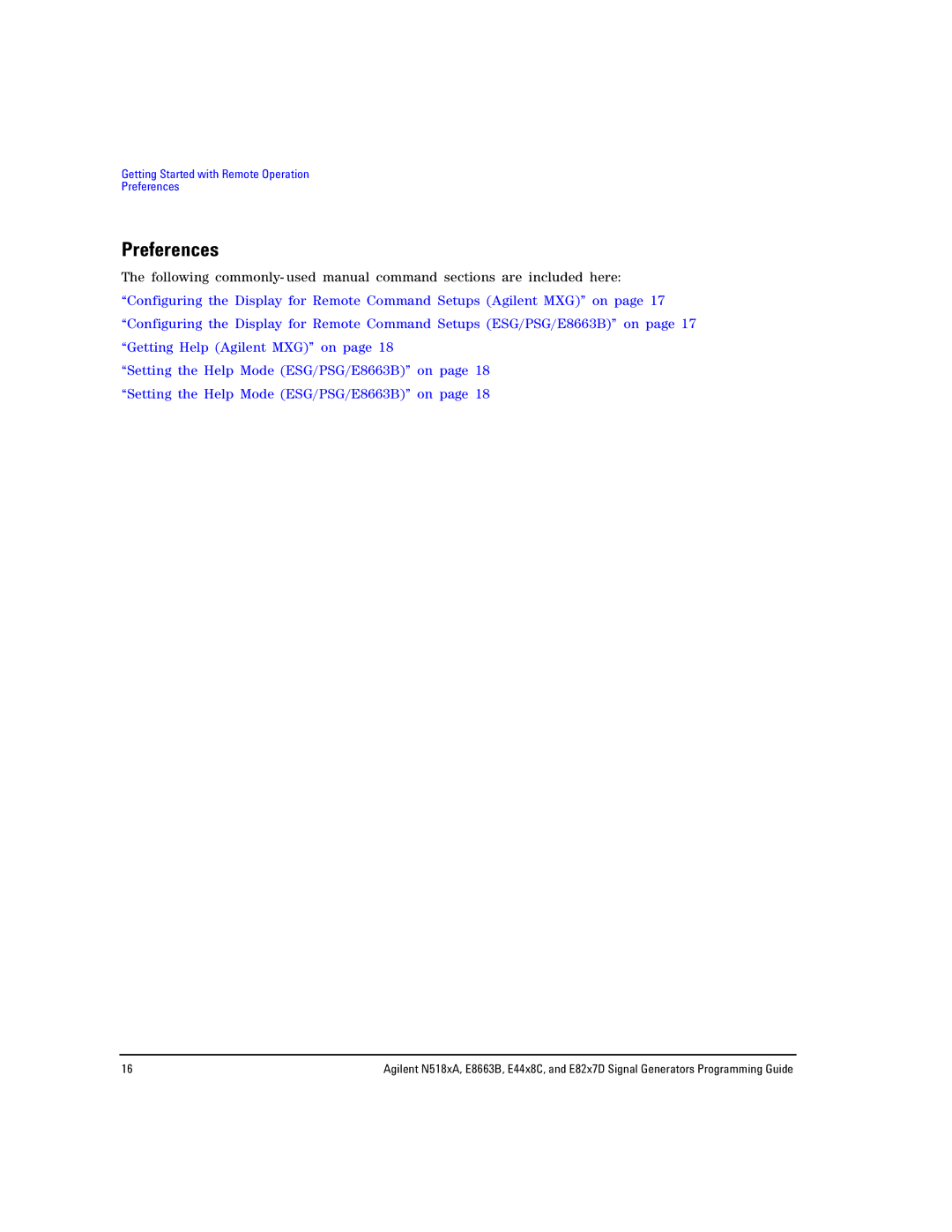 Agilent Technologies N5183A MXG, N5181A/82A, E8663B manual Preferences 